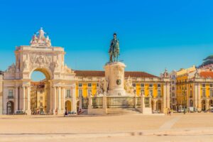 La Piazza del Commercio a Lisbona, Portogallo
